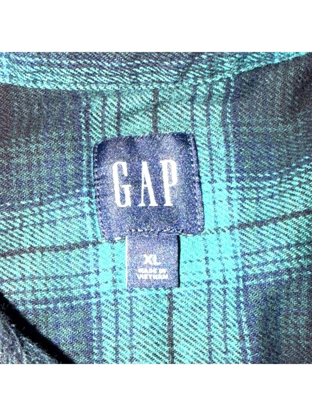 Gap Womens Green Plaid Button-Up Shirt Dress Cotton Size XL Flannel Holiday - Picture 3 of 6